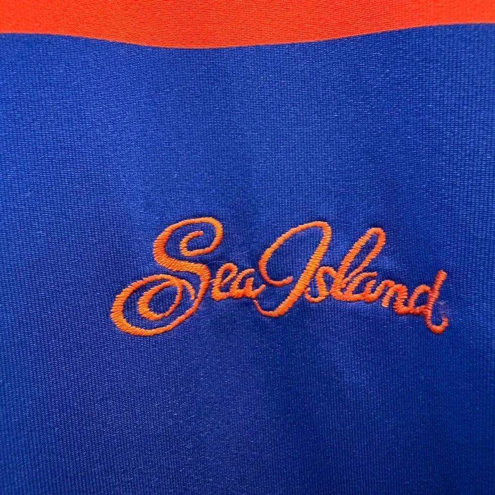 RLX Ralph Lauren Men's‎ Blue Orange Striped Golf Polo Shirt XL Sea Island